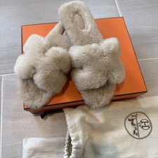 Hermes Oran Fur Slides