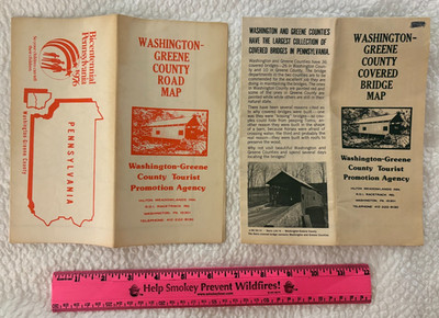 ee Lot of TWO Vintage 1970's MAPS Washington & Greene County PA Covered Bridges