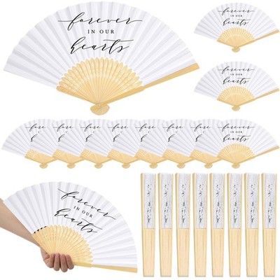 Threehoney 25 Pcs Funeral Favors Fans Forever in Our Hearts Folding Fan Memor...