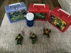 Vintage TMNT Lot. 3 Lunchboxes plus thermo. Raphael, Michaelangelo and Donatello