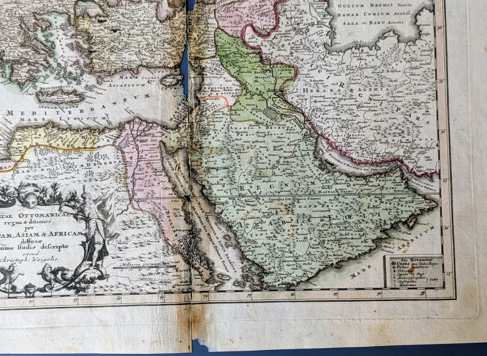 Mapa antiguo Portae Otomanoicae Imperio Otomano Arabia c.1718 por Weigel Foto 4 de 4