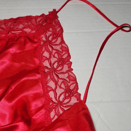 Vtg Victoria’s Secret Gold Label Slip Dress SM Red Rose Lace Detail Mermaid Tail - Picture 8 of 10