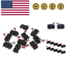 10pcs Black Micro Limit Switch KW12-3 SPDT  Roller Lever Arm - Versatile Use