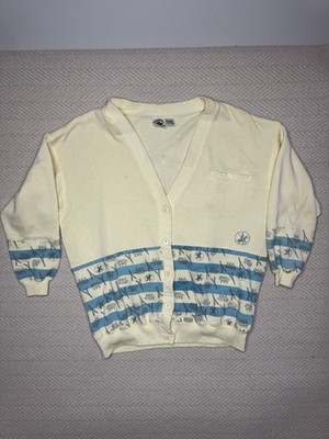 Vintage 80s Beverly Hills Polo Club Cardigan M Oversized Funky Retro Sweatshirt