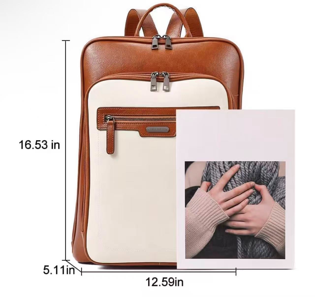 CLUCI Leather Laptop Backpack for Women 15.6 inch Computer Backpack Travel Large