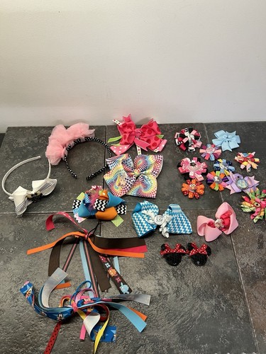 Girls Disney Novelty Hair Bows Headband Hair Clip Lot Of 21 - Picture 2 of 12