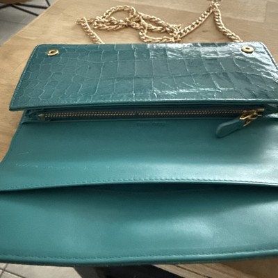 AUTH Miu Miu Crocodile Embossed Patent Leather long Wallet with
