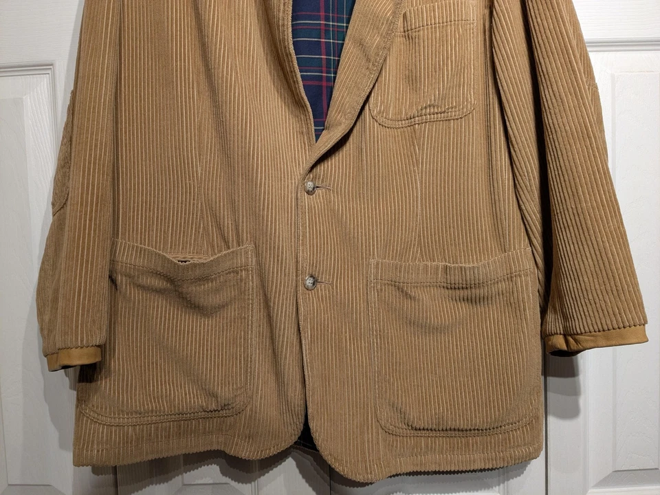 Chaqueta de Campo Willis & Geiger Para Hombres Grande Tostado Pana Forrada a Cuadros Abrigo de Granero Foto 3 de 4