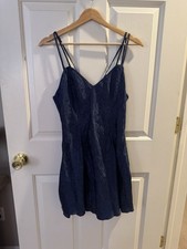 Vintage Victoria's Secret Gold Label Paisley Navy Slip Dress Intimate Size Med