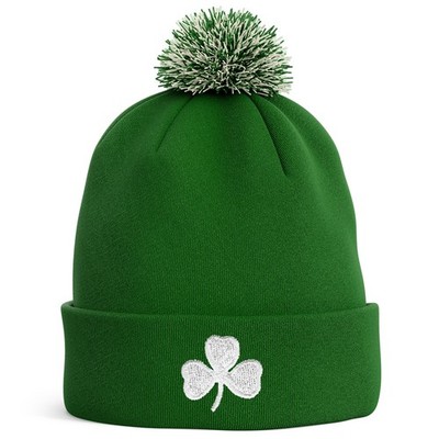 Bestickte Irland Kleeblatt Bommelmütze Irish Pride Heritage Unisex Winterkleidung
