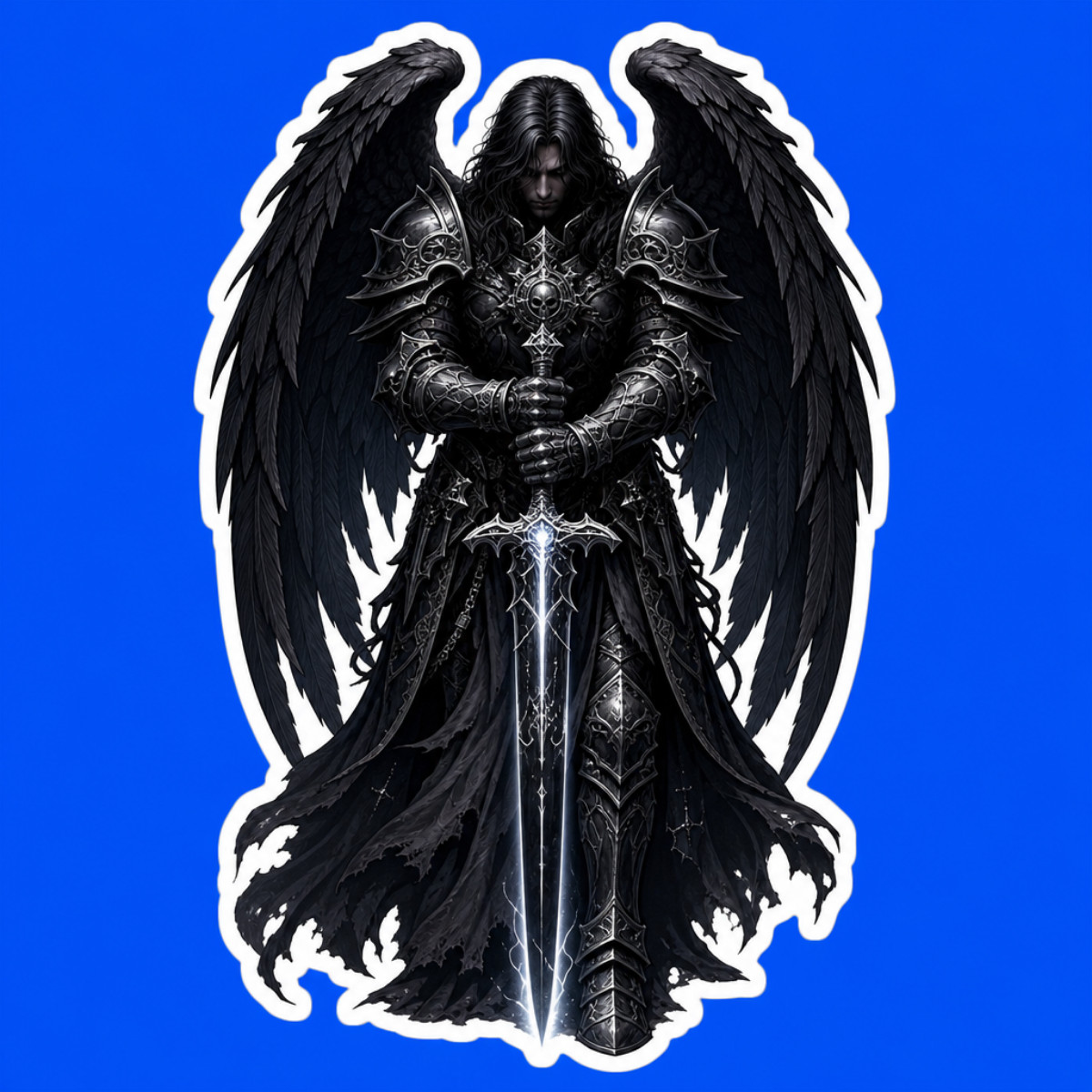 3 inch Dark Angel Warrior Sticker Gothic Black Wings Fantasy Knight Vinyl Decal