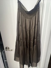 Halston Heritage women's long pleated dress skirt, green, size L