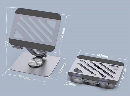 Tablet Stand Mount Stand Aluminum 360° Rotation 4-12" Holder Table Stand - Zdjęcie 8 z 15