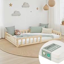 Bodenbett 120x200 cm Lattenrost Matratze Rausfallschutz Montessori Homestyle4u