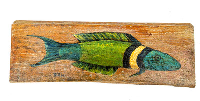 FLORIDA KEYS BLUE WRASSE TROPICAL FISH PAINTING BY ARTIST BILLIE McCLENITHAN