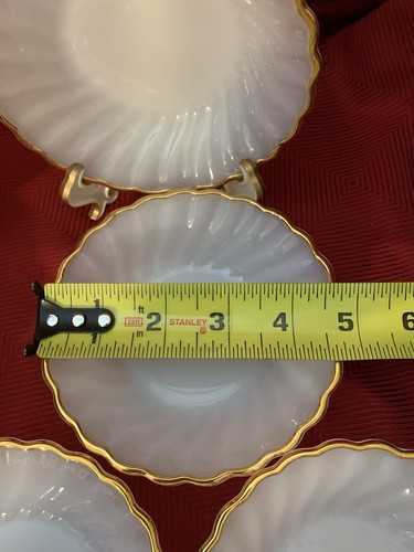 Set 7 Anchor Hocking Swirl 4.5” Berry Bowl White w/ Gold Trim Heat Resistant USA - Picture 8 of 20