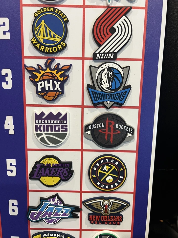 VINTAGE NBA NEW MAGNETIC STANDINGS BOARD FULL SET 32 RUBBER MAGNETS 2025 EDITION - Image 4 of 4