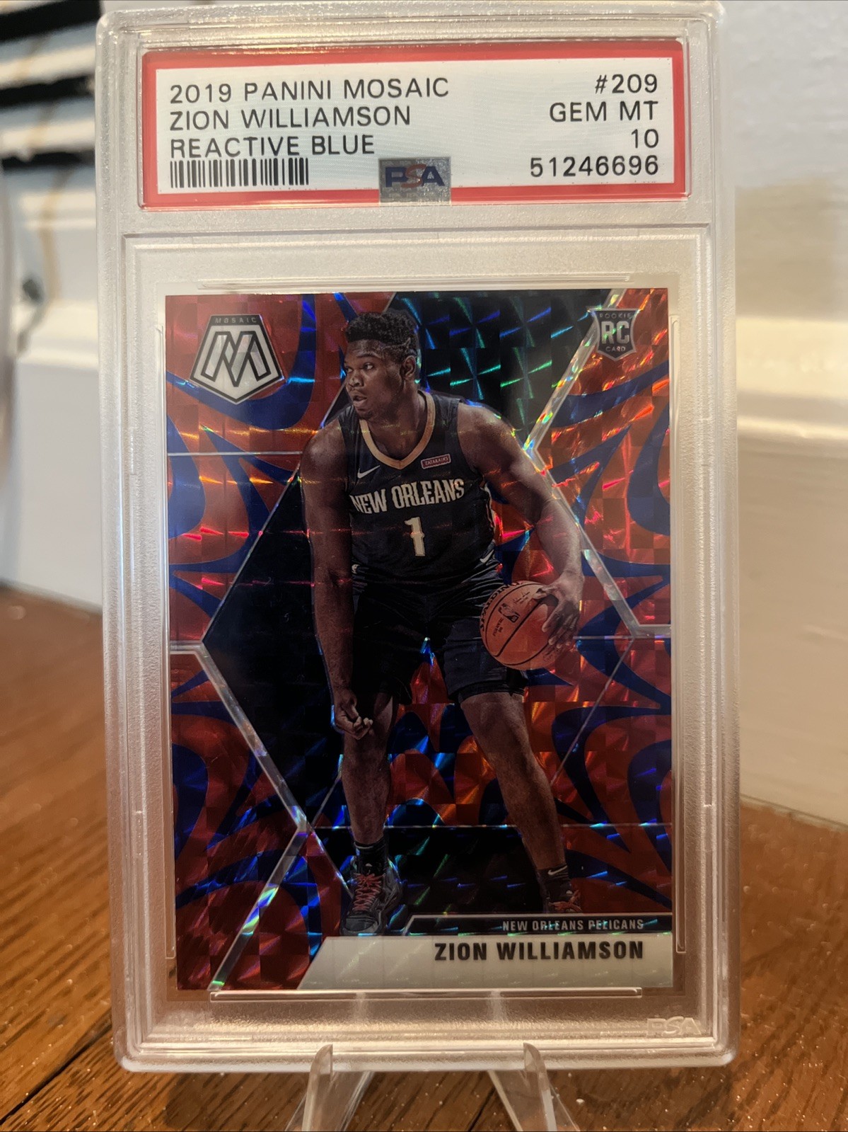 2019-20 Panini Mosaic - Rookies Zion Williamson #209 Reactive Blue Prizm (RC)