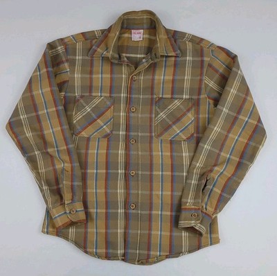 Vintage 60s Big Mac Multicolor Cotton Flannel Plaid Pattern Shirt USA Made Rare