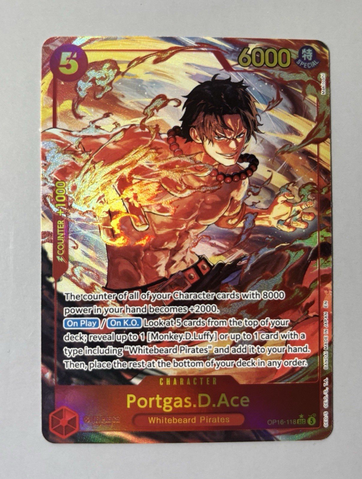 Portgas.D.Ace SEC Alt Art (OP16-118) OP16 - The Time of Battle ENGLISH *Back OC*
