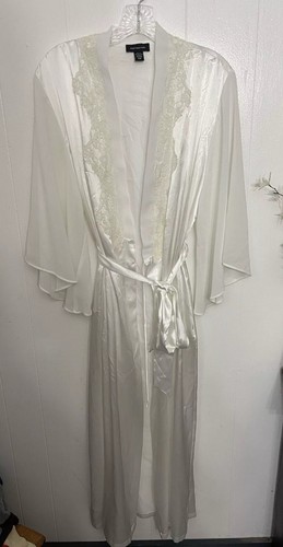 Jones New York L/XL weiß durchgehender Morgenmantel Spitzendetail transparent Glockenärmel - Bild 1 von 7