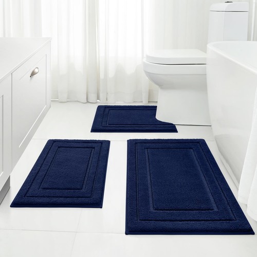 Bathroom Rugs Sets 3 Piece, Super Soft and Absorbent Non Slip Microfiber Toil...