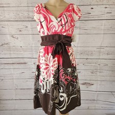 Suzi Chin for Maggy Boutique Empire Waist Floral Dress - Size 6 NWT Pink/Brown