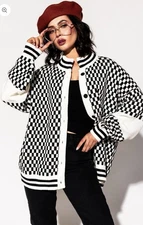 Dressed in Lala Get What I Want Grandpa Check Cardigan L/XL Excellent Condition