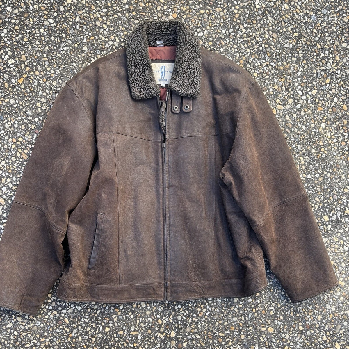 THINKFUR Bonding Flight Jacket ダークブラウン Mens Vintage Leather River Traders Bomber Flight Pilot Jacket Fur