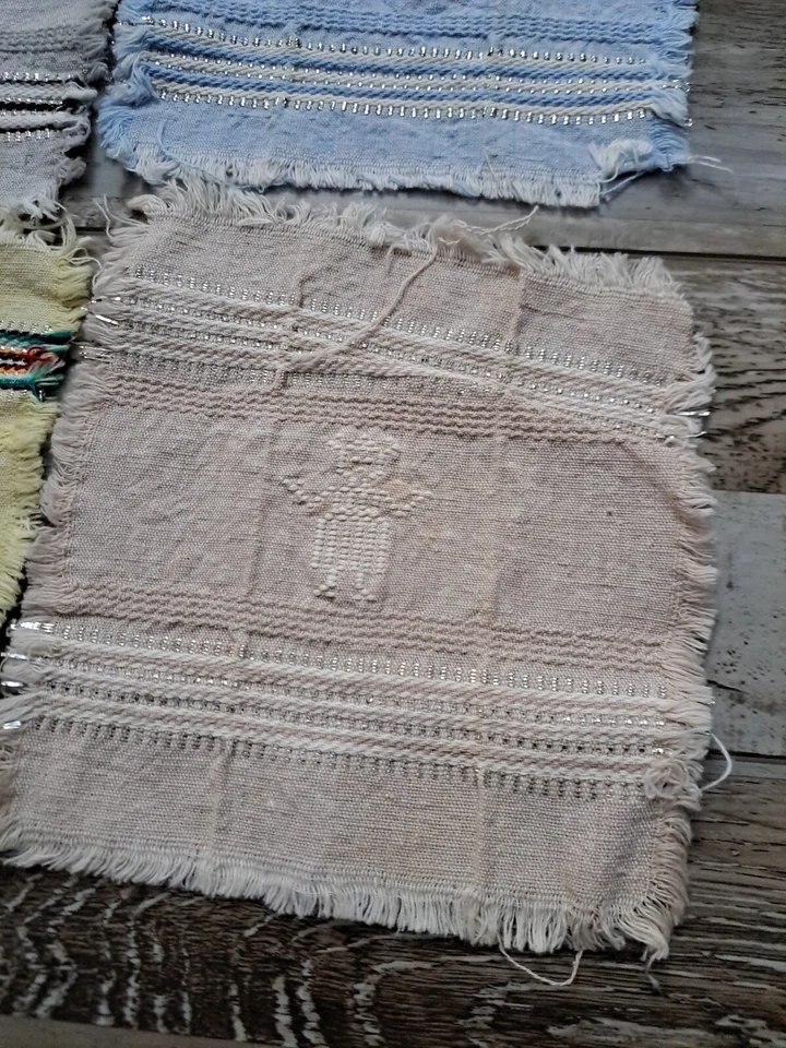 Fabric Quilting Squares Hand Stitched Primitive Animals Set Of 4 Metallic - Image 2 of 4