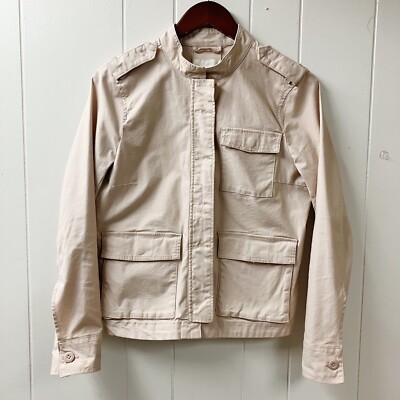 Utility Safari Neutral H&M Womens Cargo Jacket SZ 10 Beige Grunge Streetwear