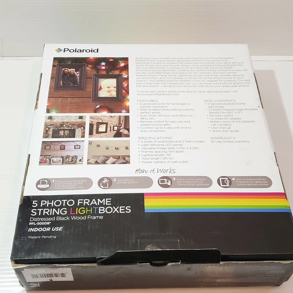 Polaroid 5 Frame String Light Box, Photo Frames PFL-500DB - Image 4 of 4