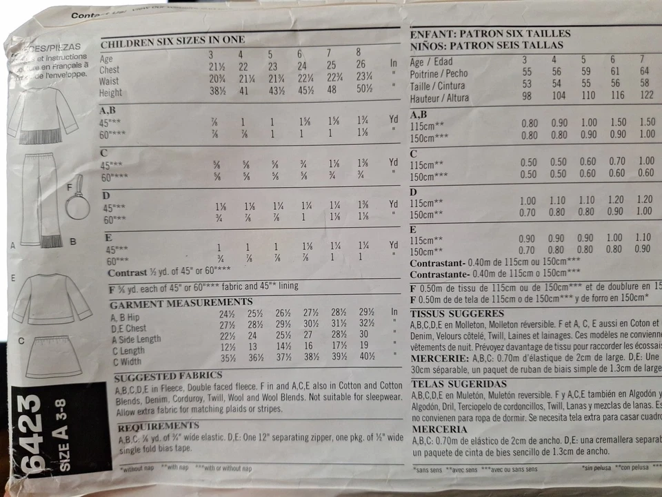 Pants Skirt Jacket Bag Girl 3 4 5 6 7 8 New Look Simplicity 6423 Sewing Pattern - Image 4 of 4