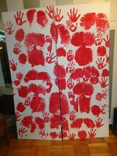 RED # 3, #4, #5 & # 6 '' 30'' X 40'' CANVAS PAINTINGS BY COMIC ARTIST JAMES CHEN