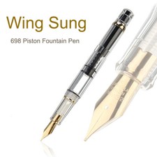 Gold Transparent Piston Fountain Pen 0.5mm Extra Soft Fine Nib Calligraphy Gift