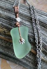 Unique Sea Glass Necklace Surf Hawaiian Beach Teen Mixed Metals Pastel Friend