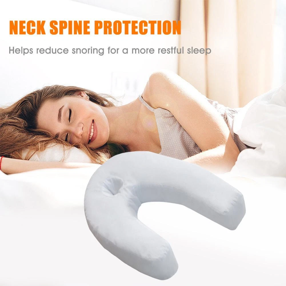 Side Sleeper Pillow | J Pillow for Side Sleeping | Side Sleeper Pillow with  Ear Hole | Swan Pillow Shape | Neck & Spine Alignment for Sleeping | Side