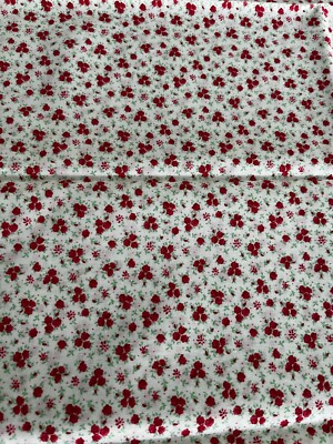 Half Yard Red Floral Fabric 22 x 19