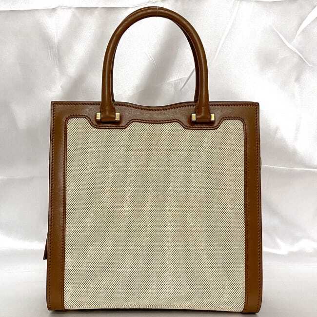 Borsa Saint Laurent 2 vie Uptown marrone beige 634747 buone condizioni tracolla tela