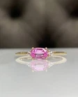 14k Yellow Gold Natural Pink Sapphire and Diamonds Dainty Women Proposal Ring
