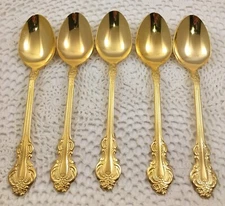 CAMBRIDGE Gold Royal Fashion 5 Place/Oval Soup Spoon Gold Electroplate Stainless