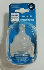 2 pack, Avent Anti-Colic Baby Bottle Nipple - Flow 2 (1+ Months)
