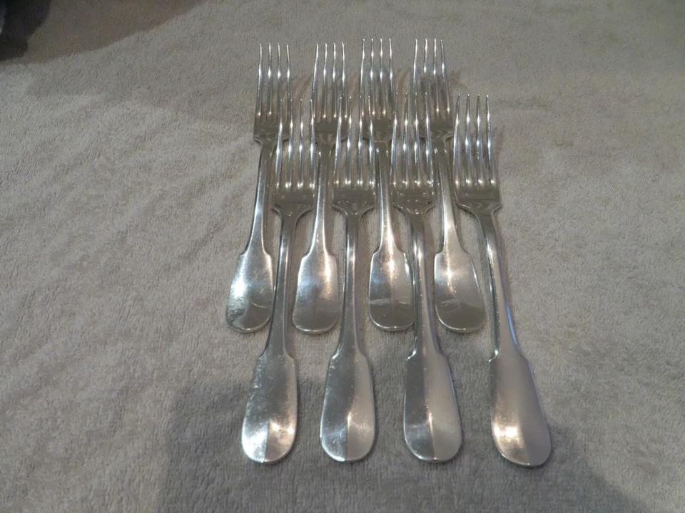 8 tenedores de cena franceses chapados en plata Christofle Cluny 20,7 cm vintage 2000 Foto 2 de 4