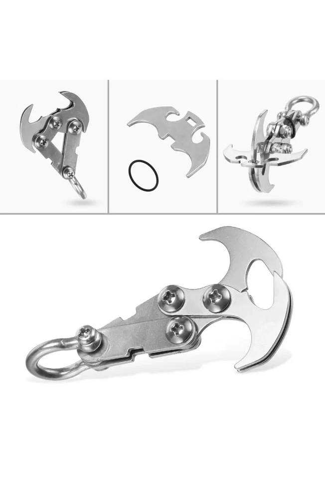 2 Gravity Grappling Stainless Steel Hook Claw Cross Survival Folding Hook - Image 3 of 4