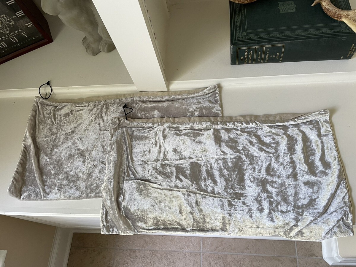 West Elm Lush Velvet Lumbar Pillow Covers S/2 Platinum 12