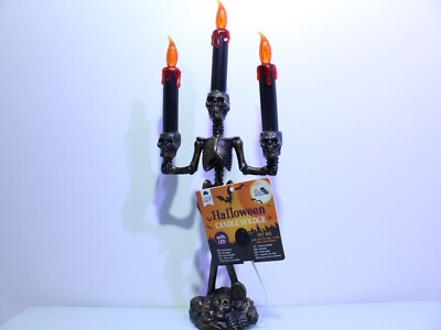 Halloween Kerzenständer Kerzenhalter Skelett mit LED Dekoration Gruselig ca 36cm