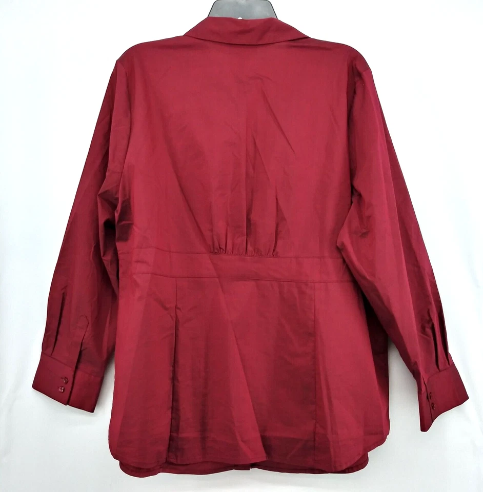 Liz & Me Shirt Womens 16W Burgundy Red Long Sleeve Button Up Blouse Top - Image 2 of 4