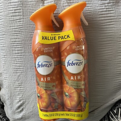  Pumpkin Febreze Air Refresher Spray Limited Edition~8.8 oz @ 2 count.