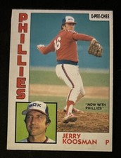 1984 O-Pee-Chee Jerry Koosman Baseball Card #311 Phillies Pitcher VG O/C
