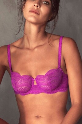 $105 SIMONE PERELE 12V330 KARMA SHEER DEMI UNDERWIRE LACE BRA 32B